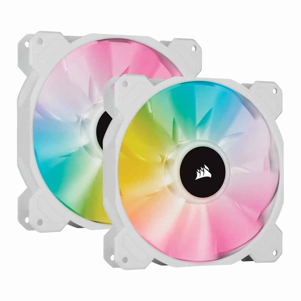 (image for) Corsair iCUE SP140 RGB ELITE White Dual 140mm PWM Fan Expansion Pack with Lighting Node CORE